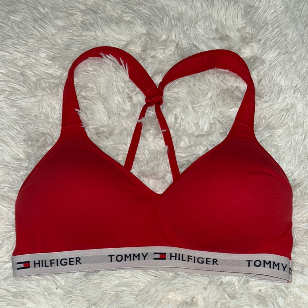 Tommy Hilfiger Red Wireless Bralette with Criss-Cross Straps